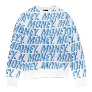 Money Unisex Adult Zoom Ape Cotton Crew Neck Sweatshirt / Blue